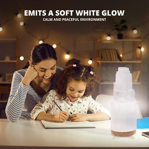 Selenite Crystal Lamp 25 cm | HIMALAYAN GLOW